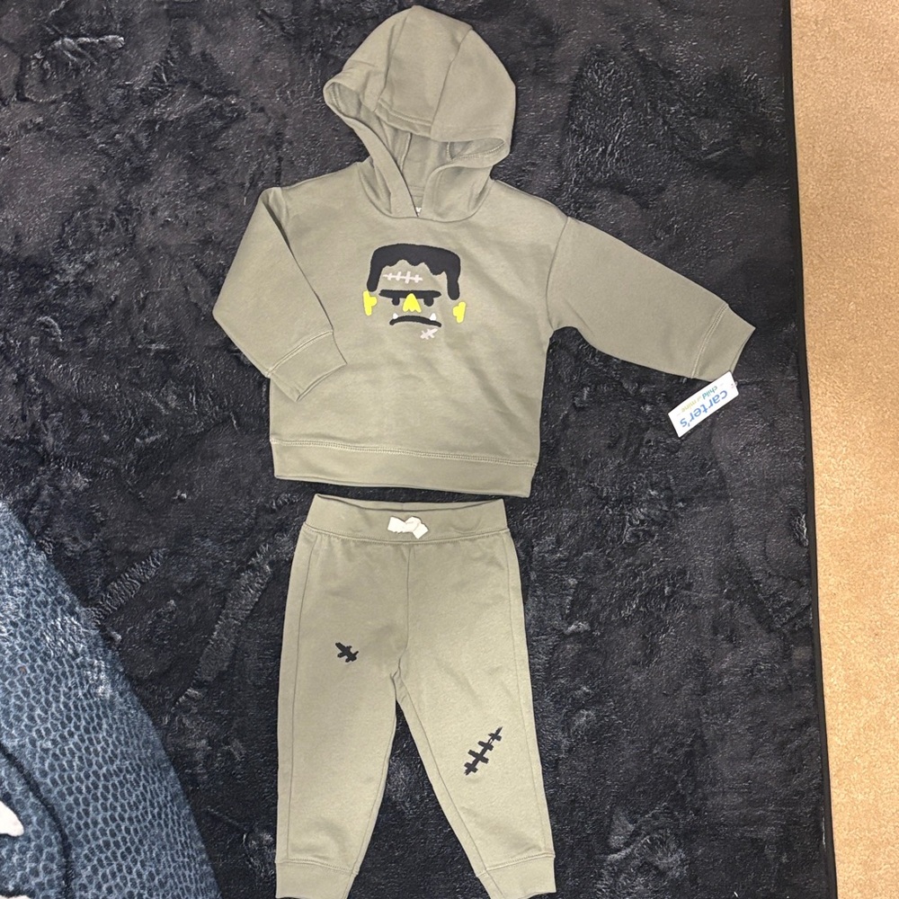 Carter's Olive Green Monster Hoodie and Jogger Set
